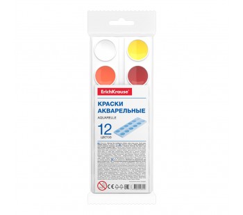 Краски акварельные ErichKrause. Basic light pack. 12 цветов. Прозрачная упаковка с подвесом.