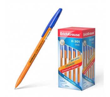 Ручка шариковая ErichKrause. R-301 Orange Stick 0.7, синий. 50 шт