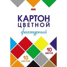 Набор картона цветной фактурный 10л 10 цветов А4ф в папке Мозаика