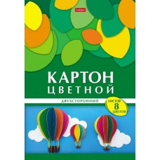Набор картона цветного мелованного двухстороннего 8л 8 цветов А4ф Геометрия цвета