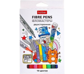 Фломастеры Hatber DUO 10 цветов двухсторонние Фломастеры Hatber DUO 10 цветов двухсторонние