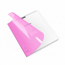 Тетрадь ШУ с пластиковой обложкой на скобе ErichKrause® Классика CoverPrо Neon, розовый, А5+, 12 листов, клетка (блок 10шт.)