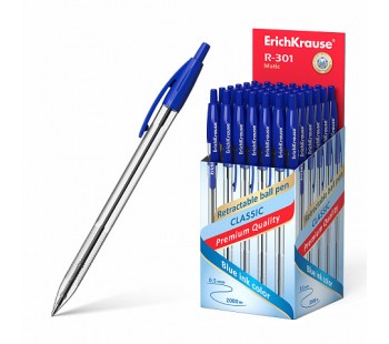 Ручка шариковая автоматич. ErichKrause® R-301 Classic Matic 1.0, синяя (кор.50шт).
