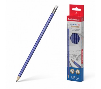 Чернографитный шестигр. карандаш с ластиком ErichKrause Grafica 101 HB (кор.12шт.)