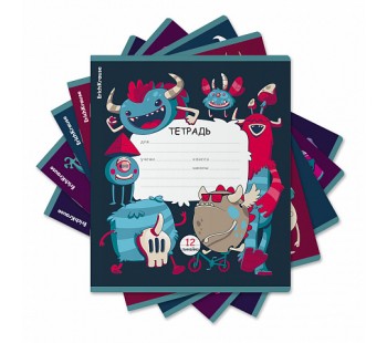 Тетрадь ШУ ErichKrause Monsters, 12 листов, линейка