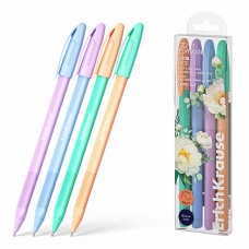 Набор 4 ручки шариковые ErichKrause U-108 Stick Pastel Bloom 1.0, Ultra Glide Tech,синий (в пэт-боксе)