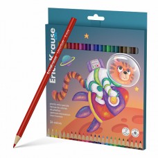 Цветные карандаши пластиковые ErichKrause Kids Space Animals трехгранные, грифель 3 мм, 24 цвета