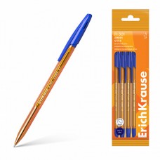 Набор 4 ручки шариковые ErichKrause R-301 Stick&Grip Amber 0.7, синий (в пакете)