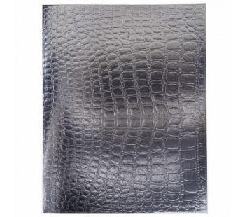 Тетрадь 96л А5ф клетка на скобе Бумвинил METALLIC тиснение CROCO Серебро
