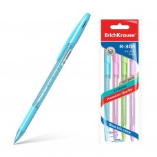 Ручка шариковая. ErichKrause. R-301 Spring Stick&Grip. 0,7. Цвет чернил синий. В пакете по 4 штуки