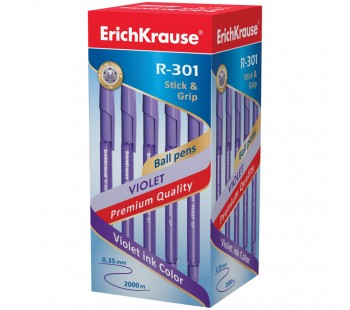 Ручка шариковая ErichKrause. R-301 Violet Stick&Grip 0.7. Фиолетовая