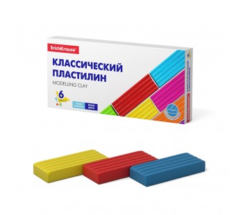 Классический пластилин. ErichKrause. Basic. 6 цветов. 96г