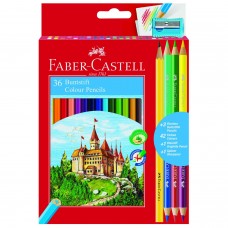 Цветные карандаши Faber-Castell. Замок. Промо набор. 36 цветов + 3 двухцветных карандаша + 1 чернографитный карандаш + точилка