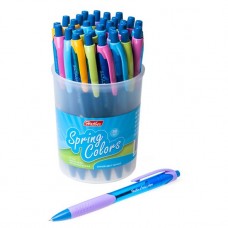 Ручка шариковая автоматическая. Hatber. Spring colors. Синяя. 0,7 мм. С клипом и резиновым грипом