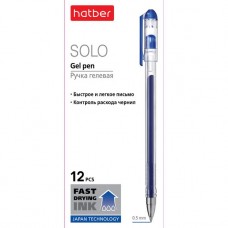 Ручка гелевая. Hatber. Solo. Синяя. 0,5мм. Чернила fast dry. Трехграный корпус